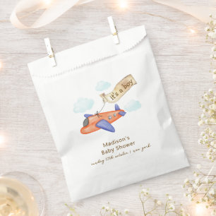 Cute Boy Minimal Aviator Airplane Baby Shower Favour Bags