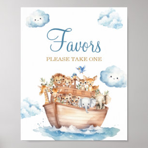 Cute Boy Noah's Ark Baby Shower Favours Sign
