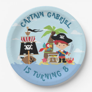 Cute Boy Pirate Party Paper Plate