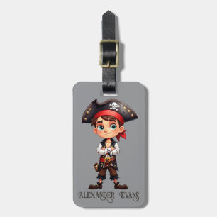 Cute Boy Pirate Personalise Luggage Tag