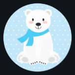 Cute Boy Polar Bear Baby Shower Blue Classic Round Sticker<br><div class="desc">Cute Boy Polar Bear Baby Shower Blue Classic Round Sticker</div>