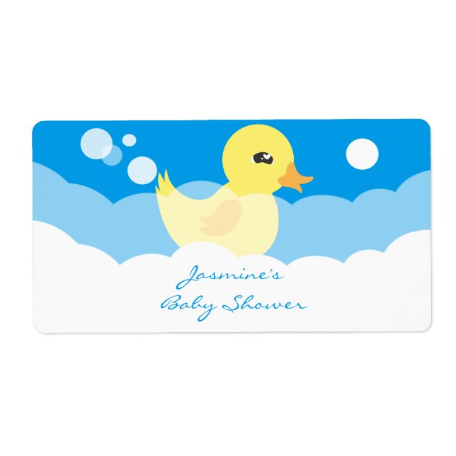 Cute Boy Rubber Ducky Water Bottle Labels (Front)
