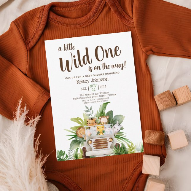 Cute Boy Safari Wild One Animals Baby Shower  Invitation (Creator Uploaded)