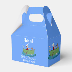 Cute boy sailor and dog rowing boat cartoon  favour box