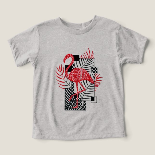 Cute Boy T-shirt Red Flamingo Print  (Design Front)