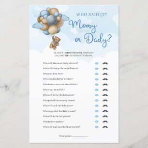 Cute boy teddy bear brown balloons Mummy or Daddy