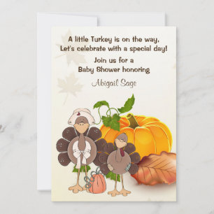 Cute Boy Turkey Thanksgiving Baby Shower Invite
