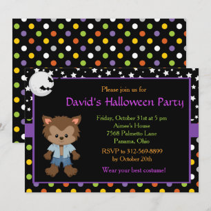 Cute Boy Werewolf Halloween Party Invitation