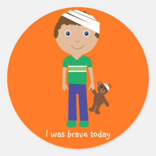 Cute Boy With Bandage I Was Brave Today Stickers