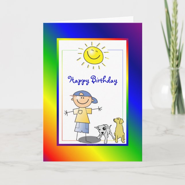 Cute Boy with Dog Card (Front)