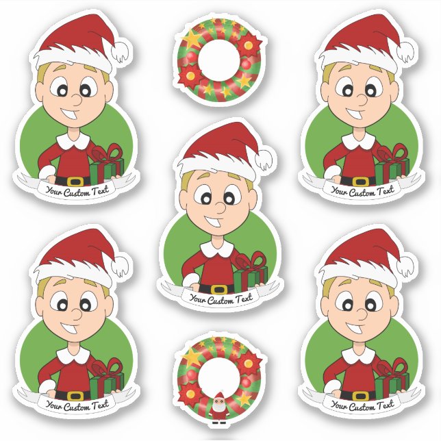 Cute boy with short blonde hair Christmas Sticker (Front)