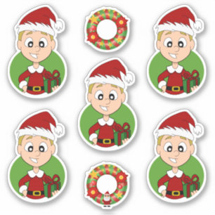 Cute boy with short blonde hair Christmas Sticker
