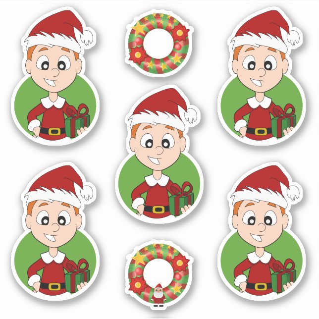 Cute boy with short ginger hair Christmas Sticker (Front)