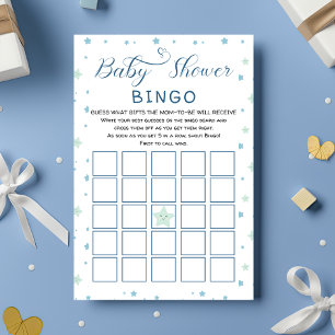 Cute Boy with Watercolor Stars& Flowers Bingo Game
