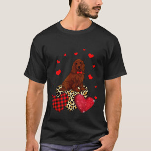 Cute Boykin Spaniel With Leopard Red Plaid Heart I T-Shirt