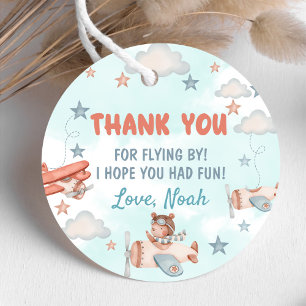 Cute Boy's Aeroplane Theme 1st Birthday Party Favour Tags