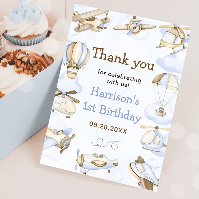 Cute Boy's Aeroplane Theme Thank You Card (Creator Uploaded)