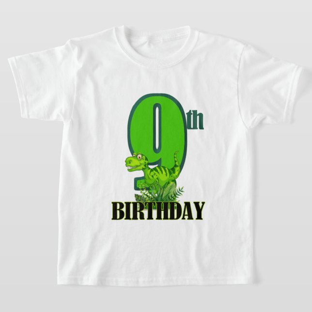 Cute boys age nine dinosaur T-Shirt (Laydown)