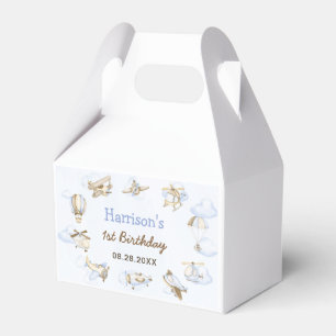 Cute Boy's Airplane Theme 1st Birthday Party Favour Box