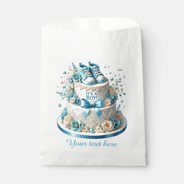 Cute boys baby shower cake favour bags (Front)