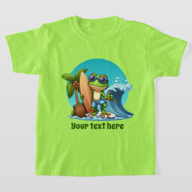 Cute boys beach frog customisable  T-Shirt (Laydown)
