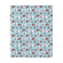 Cute Boys Blue Cowboy and Horse Sherpa Blanket