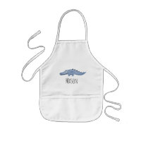 Cute Boy's Blue Watercolor Crocodile Safari Name