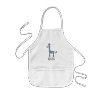 Cute Boy's Blue Watercolor Giraffe Safari and Name