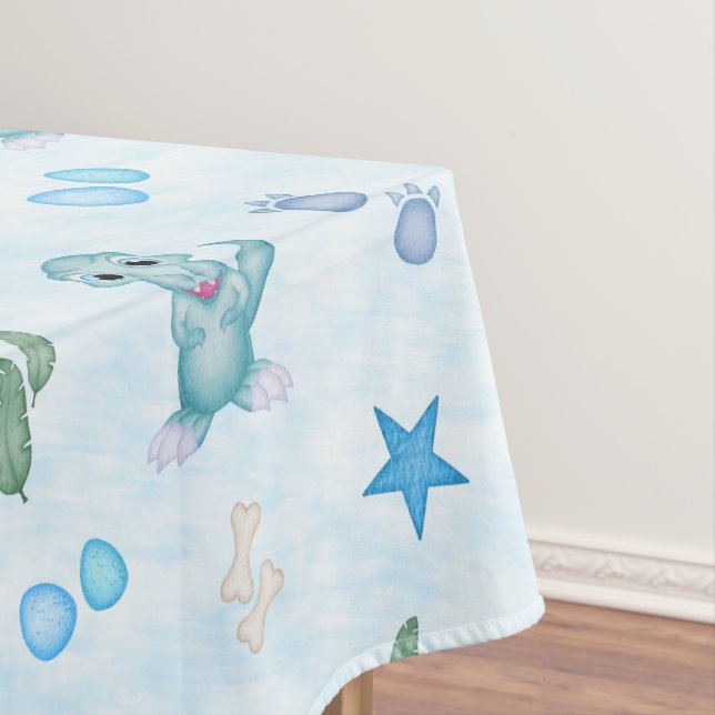 Cute Boys Dino Birthday Dinosaur Tablecloth (In Situ)