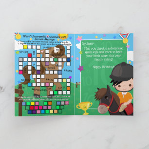 Cute Boys Equestrian Secret Message Birthday Card