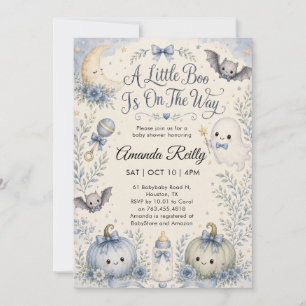 Cute Boys Girls Little Boo Halloween Baby Shower Invitation