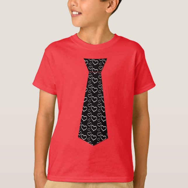 Cute Boys Heart Necktie Valentine's Day T-Shirt (Front)