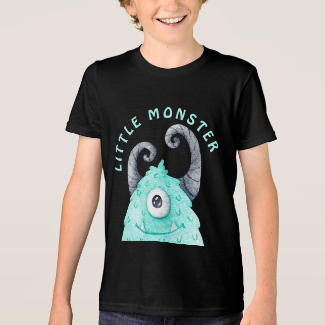 Cute Boys Little Monster  Tri-Blend Shirt (Front)