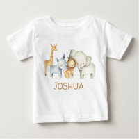 Cute Boys Personalized Safari Animals T-Shirt