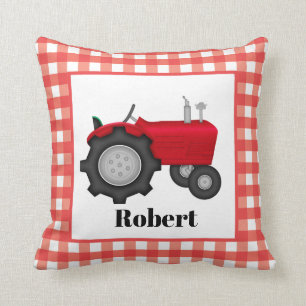 Cute boys room decor red tractor add name cushion