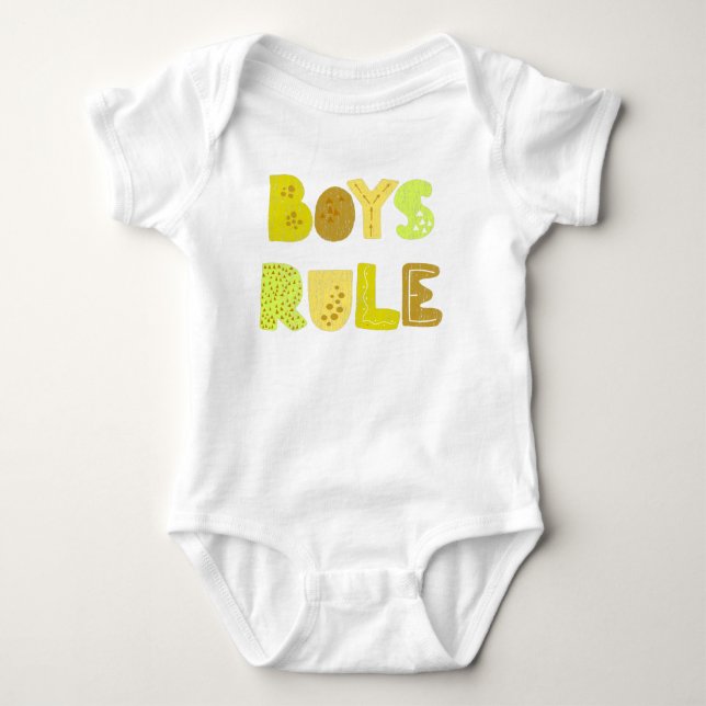 Cute Boys rule typography Baby Bodysuit (Front)