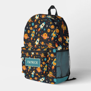 Cute Boy's Space Astronaut with Name Printed Backpack