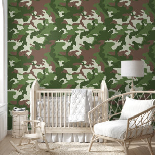 cute boys tiled camo green nursery  wallpaper