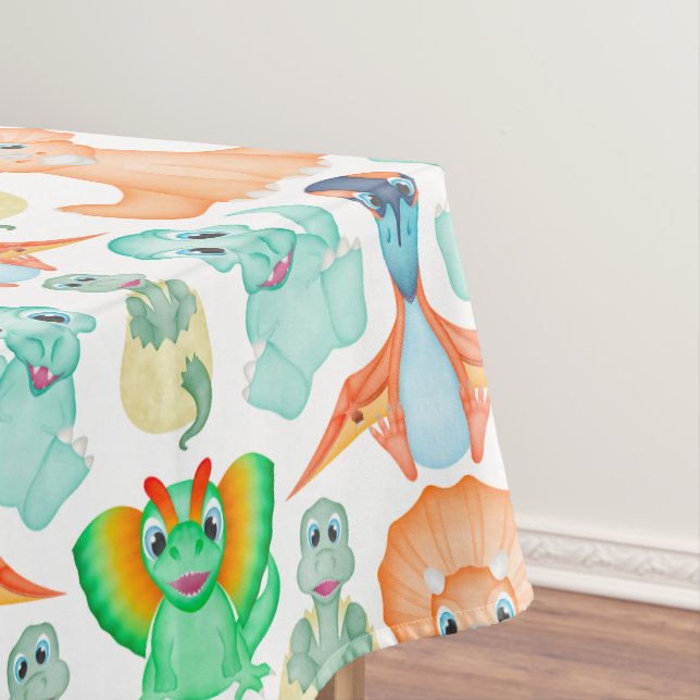 Cute Boys Watercolour Jurassic Dinosaur Tablecloth (In Situ)