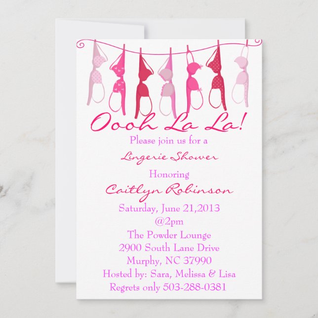 Cute Bra Bridal/Lingerie Shower Invitation (Front)
