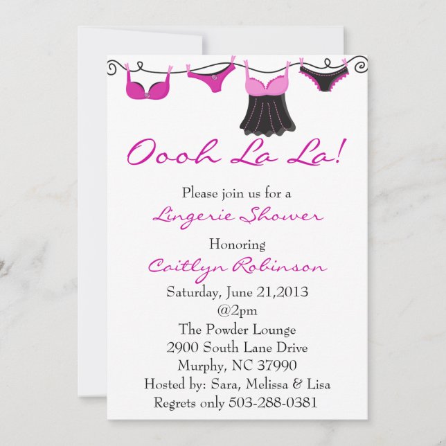 Cute Bra/Lingerie Bridal Shower Invitation (Front)