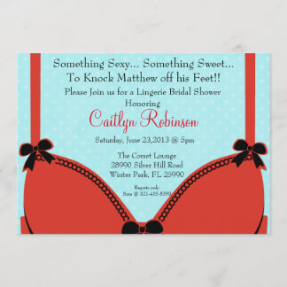 Cute Bra Lingerie Bridal Shower Invitation