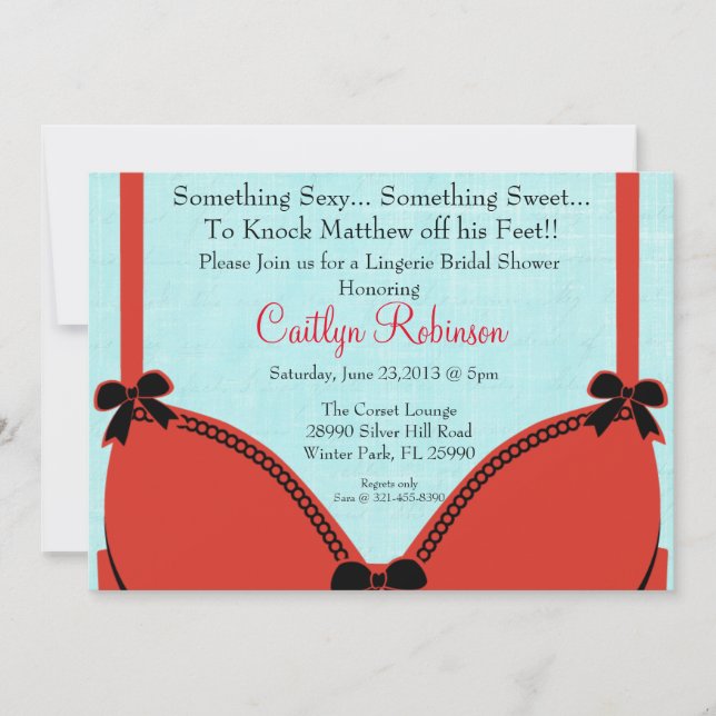Cute Bra Lingerie Bridal Shower Invitation (Front)