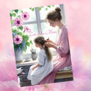 Cute Braiding Love with Mum Mother's Day Holiday Card