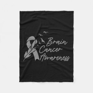 Cute Brain Cancer Awareness Month Grey Ribbon Men  Fleece Blanket