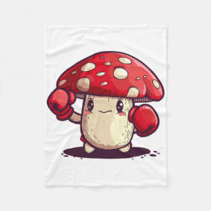 Cute Brave Mushroom With Boxing Gloves For Fungus  Fleece Blanket