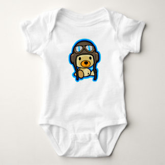 Cute brave teddy bear pilot baby bodysuit