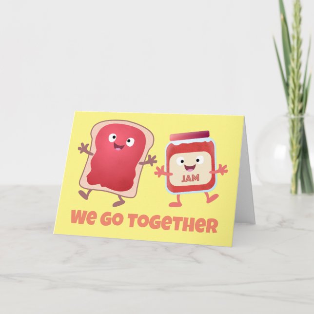 Cute bread and jam Valentine cartoon Card (Front)