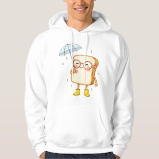 Cute Bread Character with Umbrella – Cosy T-Shirt Hoodie