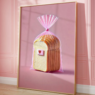 Cute Bread Wall Art, Toast Lover art, Kitchen Poster